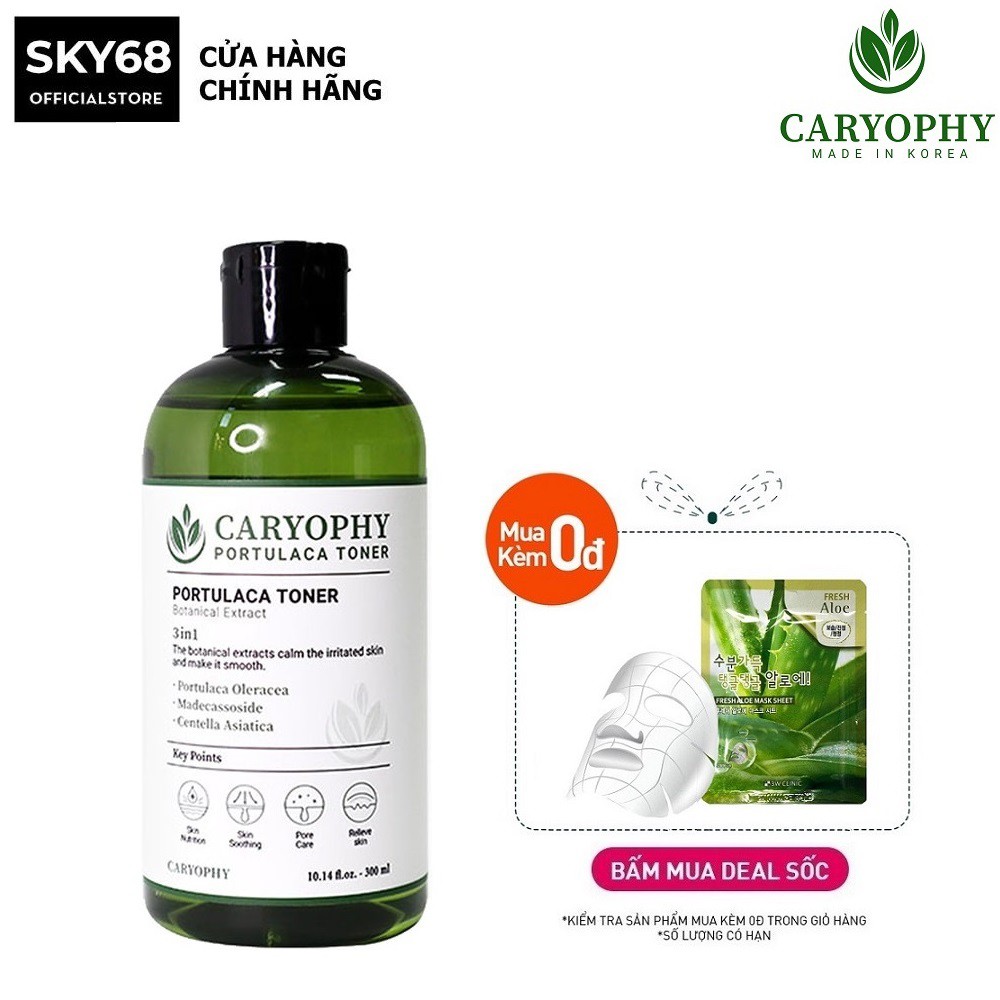 [Mã COSSKY6803 giảm 8% đơn 250k] Nước Hoa Hồng Giảm Mụn Caryophy Portulaca Toner 300ml