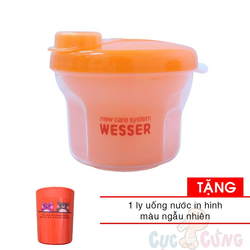 Hộp chia sữa 2 chức năng Wesser phiên bản mới TẶNG 1 ly uống nước in hình màu ngẫu nhiên