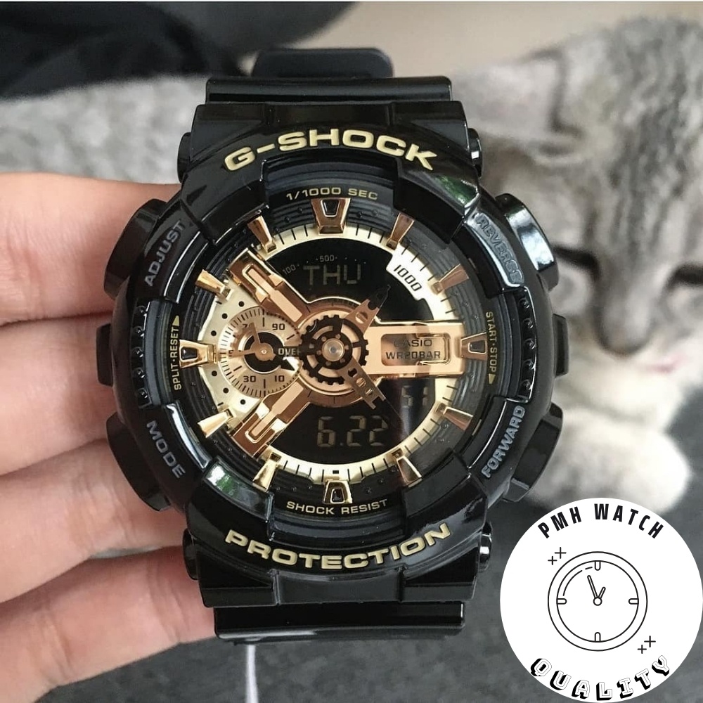 Đồng hồ đeo tay nam, Đồng hồ unisex thể thao GA110 màu đen vàng 55mm × 51,2mm × 17,4mm | BigBuy360 - bigbuy360.vn