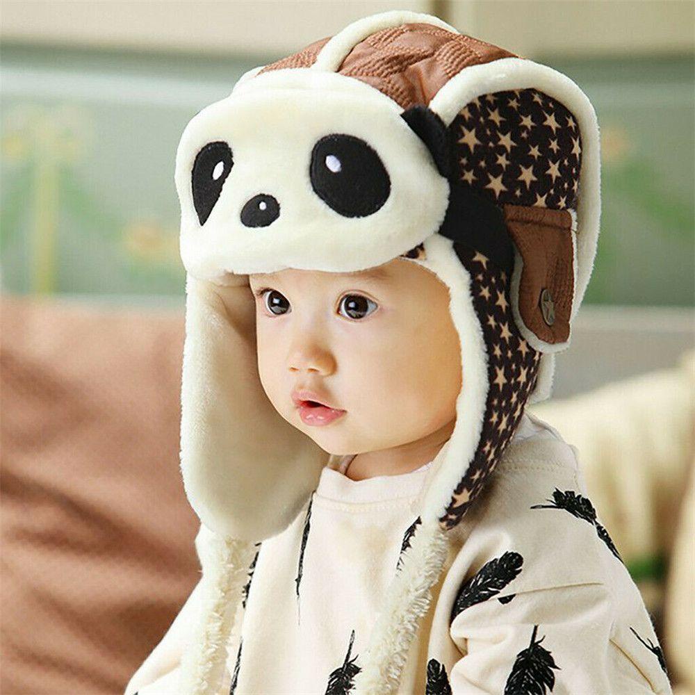 Layor1 Mũ Trượt Tuyết Mùa Đông Bằng Vải Lông Cừu Giữ Nhiệt Có Tai Hình Gấu Trúc Cho Bé