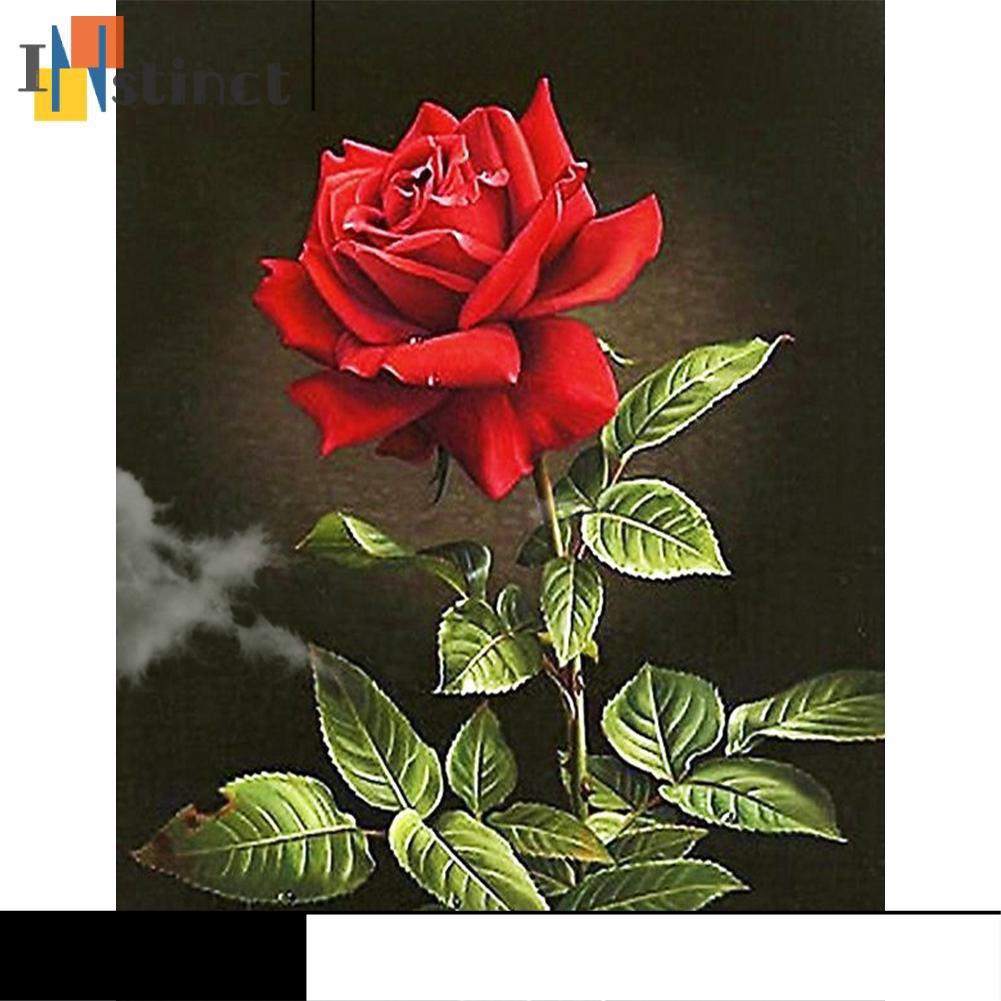 Tranh Thêu Chữ Thập Đính Đá Hình Hoa Hồng 5d