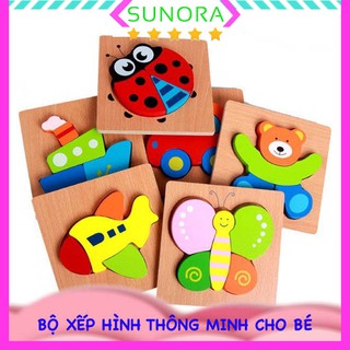 Đồ chơi xếp hình tranh ghép gỗ 3D nhiều hình ngộ nghĩnh - Phát triển trí tuệ cho bé từ 2 – 4 tuổi