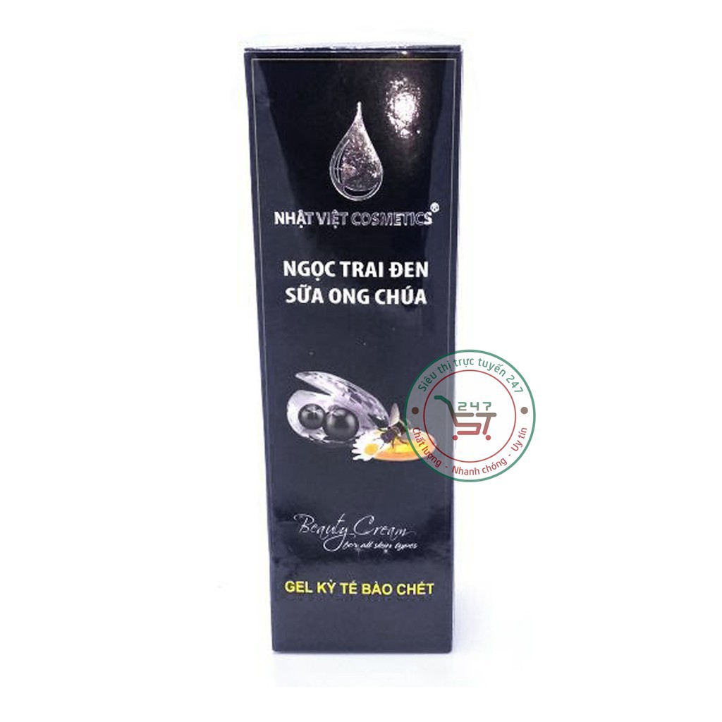 Gel kỳ tế bào chết toàn toàn thân Ngọc trai đen - Sữa ong chúa Nhật Việt 250ml (Đen)