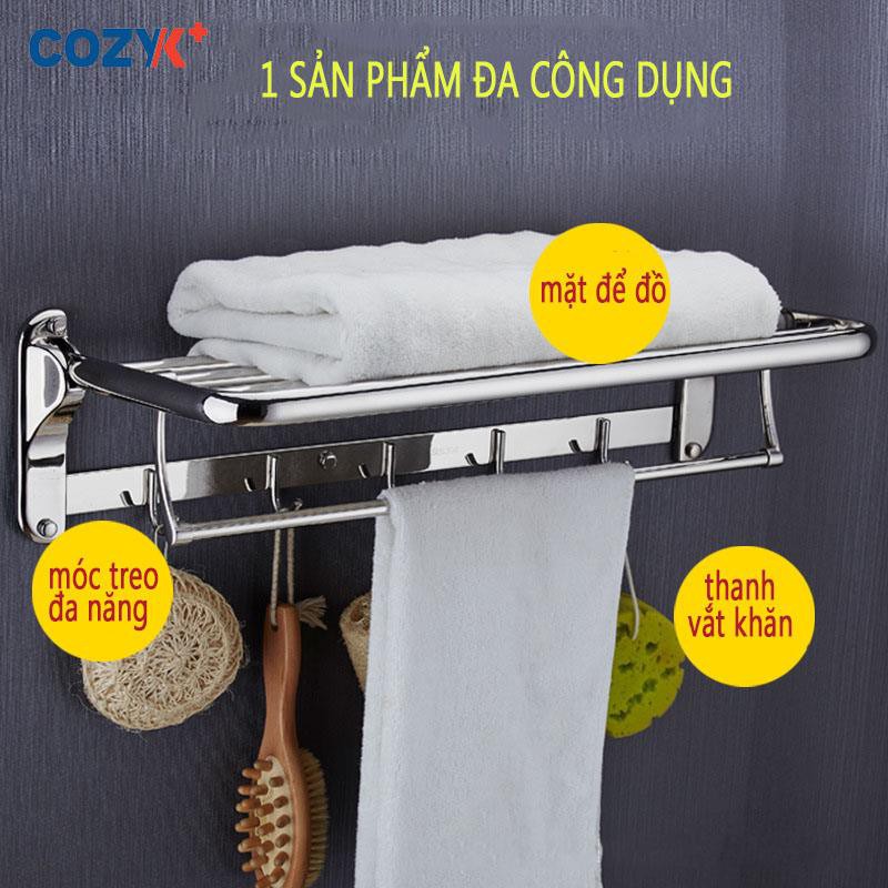 GIÀN VẮT KHĂN TẮM GÓC BO TRÒN CHỮ D, ĐẾ ĐÚC [CHUẨN INOX 304]