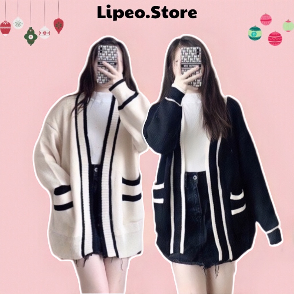 Áo Cardigan len khoác ngoài form rộng có túi phong cách Hàn Quốc