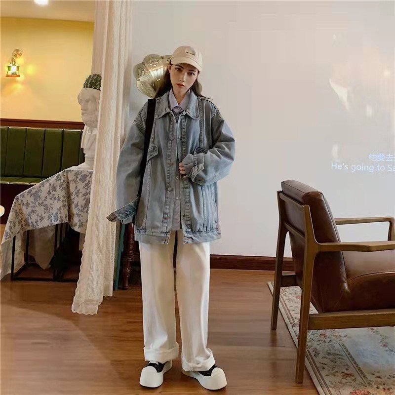 Denim jacket female spring, autumn and summer Korean version loose 2021 new ins tide Harajuku net red wind wild retro Hong Kong flavor | BigBuy360 - bigbuy360.vn