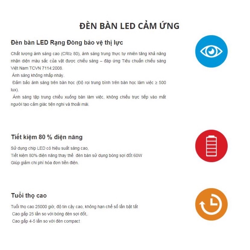 Đèn Bàn Cảm Ứng Đèn Led Chống Cận 6W Rạng Đông