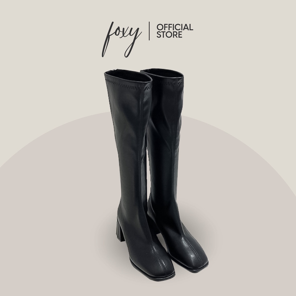 Giày boot nữ FOXY - bốt nữ cổ cao mũi vuông đế cao 3cm chất da cao cấp - FOX059