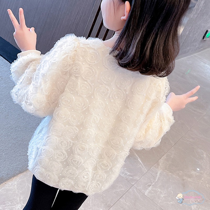 Áo Khoác Len Cardigan Tay Dài Ngọt Ngào Dễ Thương Cho Bé Gái