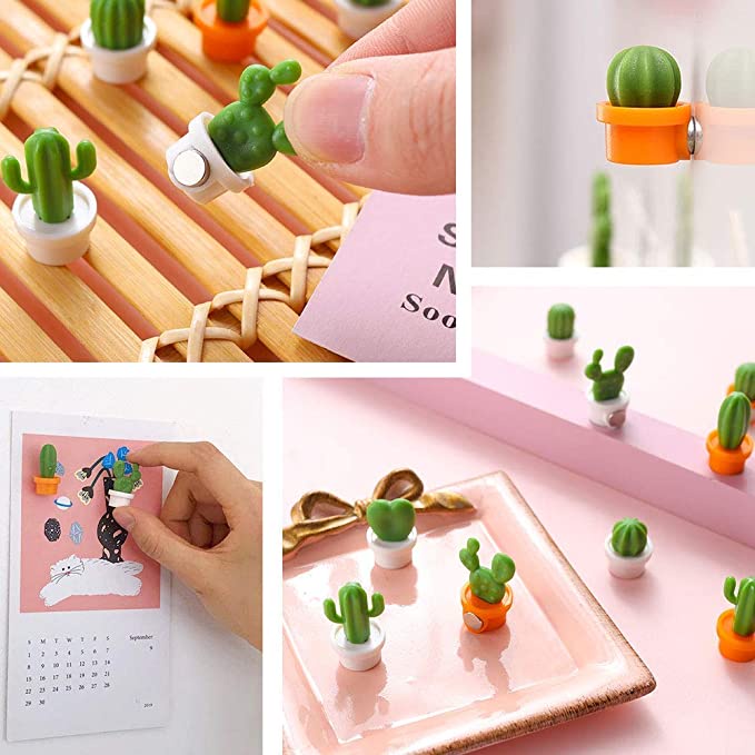 Bộ 6 Miếng Dán Nam Châm Hình Cây Xương Rồng / Hoạt Hình Mini Dễ Thương Trang Trí Tủ Lạnh / Trường Học / Văn Phòng