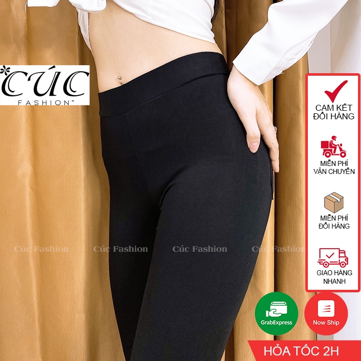 Quần legging dài nữ Cúc Fashion vải thun cao cấp giữ nhiệt leggin thun cạp cao ôm bó vải dày dặn bigsize QL08 | BigBuy360 - bigbuy360.vn