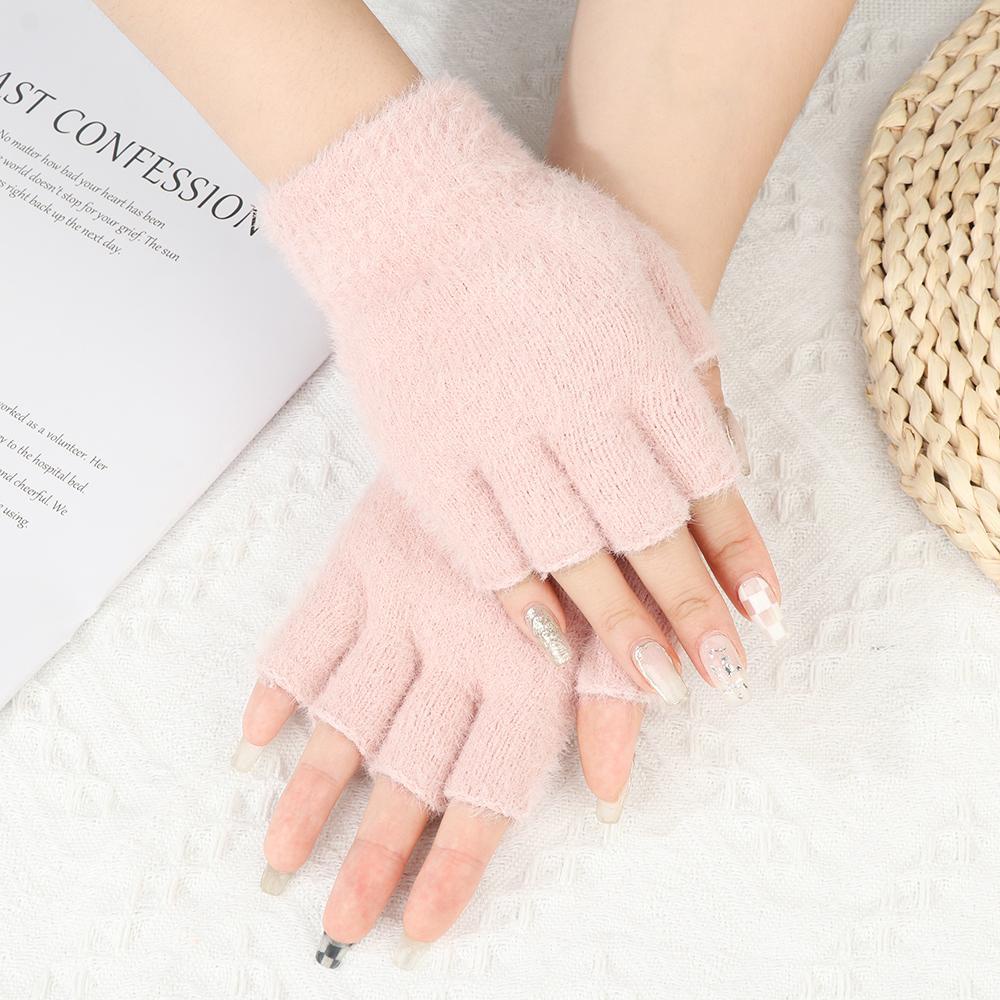 1 Đôi Găng Tay Hở Ngón Co Giãn Màu Sắc Trơn