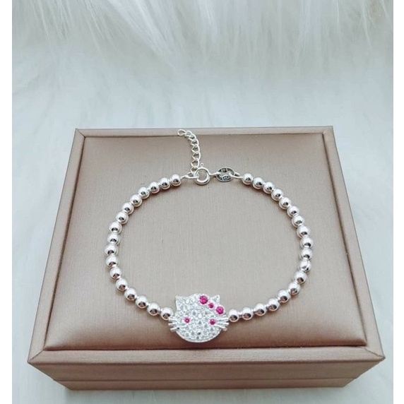 lắc tay bi mèo kitty bạc ta cho trẻ em - lắc tay trẻ con - Trang Sức Bạc 999