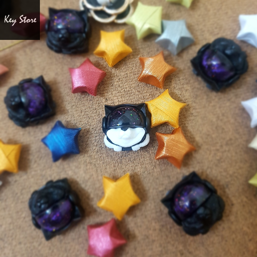 Nút bàn phím cơ artisan keycap sirius màu trắng kính tím sky