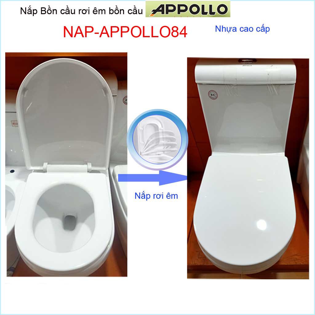 Nắp đậy cho bồn cầu 1 khối Appollo NAP-Appollo84, nắp hơi bồn cầu khối nhựa cao cấp Thailand