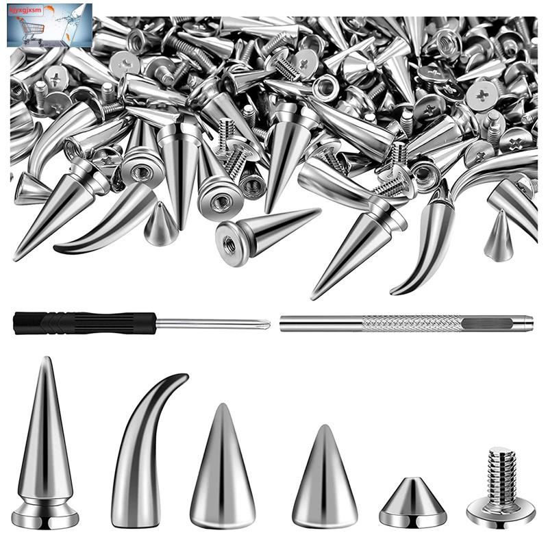 Bộ 150 Đinh Tán Và Đinh Tán Hình Nón Dùng Trang Trí Quần Áo/ Thắt Lưng Giày DIY Bằng Da Cá Sấu Đính Đinh Tán Hỗn Hợp Thời Trang