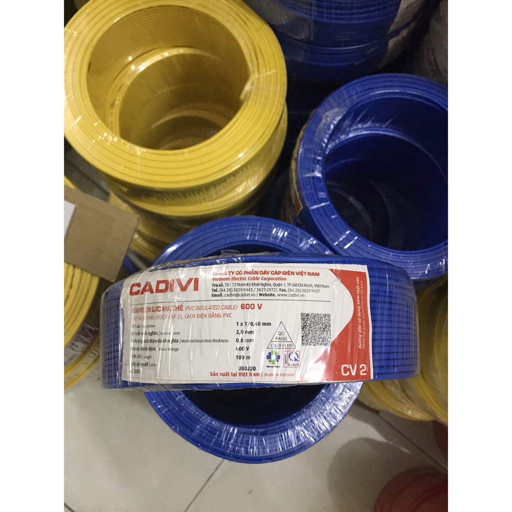 [ HÀNG CHÍNH HÃNG] Dây Cáp Điện Đơn CaDiVi CV 2X32, 2X50 mm CUỘN 100M