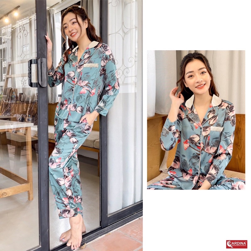 Bộ Pijama Nữ 𝐂𝐀𝐑𝐃𝐈𝐍𝐀 Dài Tay Họa Tiết Sắc Màu cao cấp