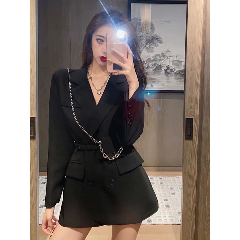 Áo blazer kèm belt túi xích
