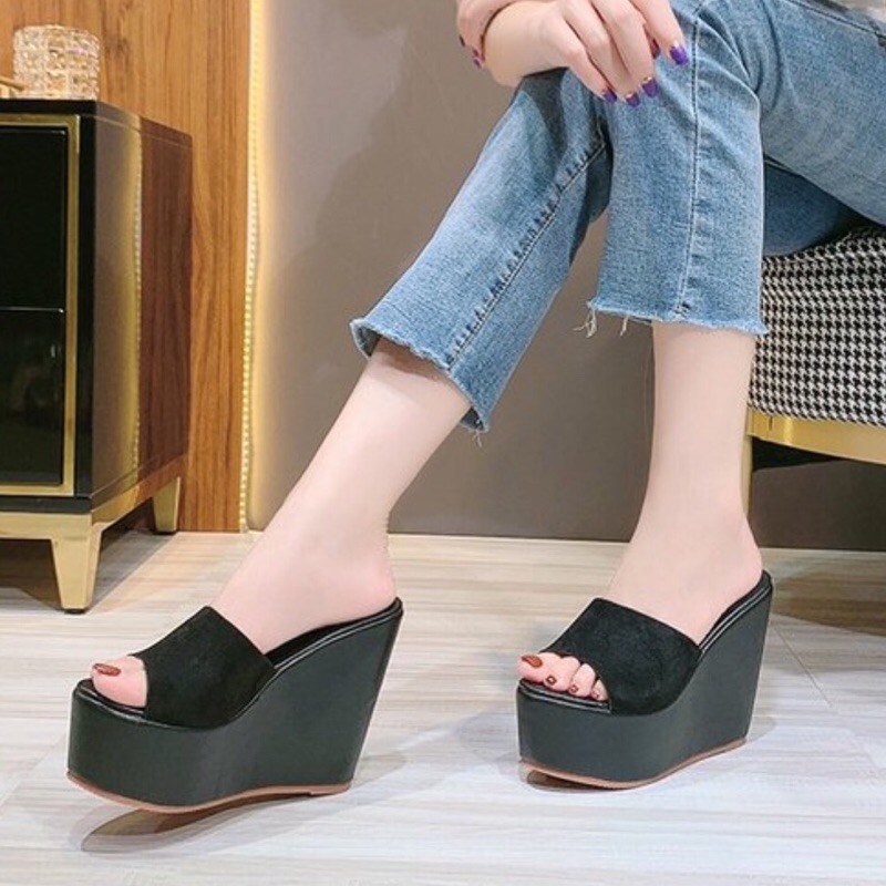 Dép đế xuồng màu trơn thanh nhã 13 cm, hàng cao cấp