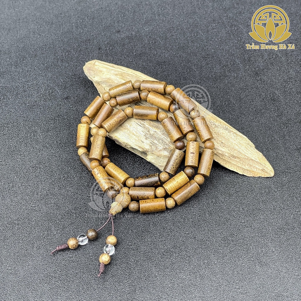 Vòng đeo tay vòng cổ Trầm Hương Hà Xá trụ trúc mix đá 8li bình an và tài lộc