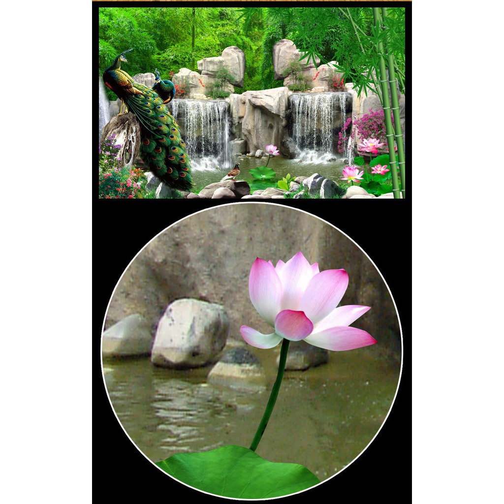 Tranh dán tường 3D tranh trang trí công và thác nước BINBIN PT30