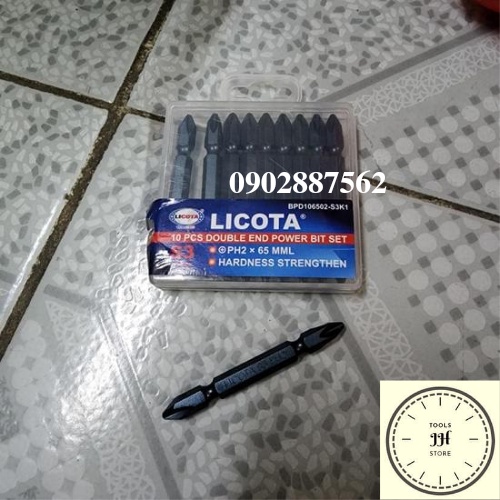 Mũi Vít 2 Đầu bake Xanh Ngắn PH2X65mm Licota thép vanadium