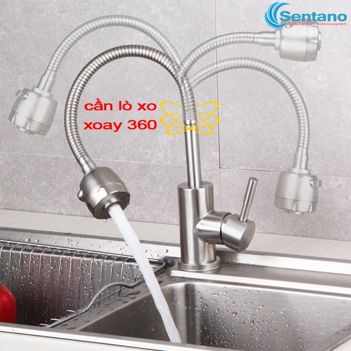 [MÃ SALE 5%]Vòi rửa chén bát nóng lạnh STN-408 inox 304 cần lò xo dẻo uốn mềm