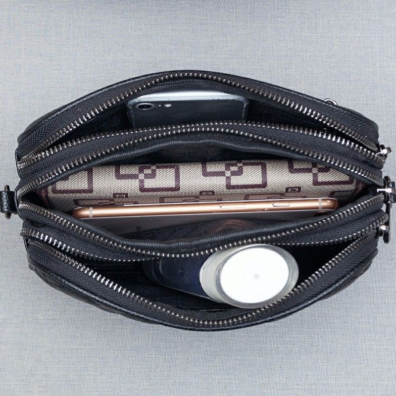 Túi Đeo Chéo Một Lớp Bằng Da Mềm Thêu Họa Tiết Hình Thoi Ba Lớp Phong Cách Mới 2021 Thời Trang Thường Ngày Cho Nữ