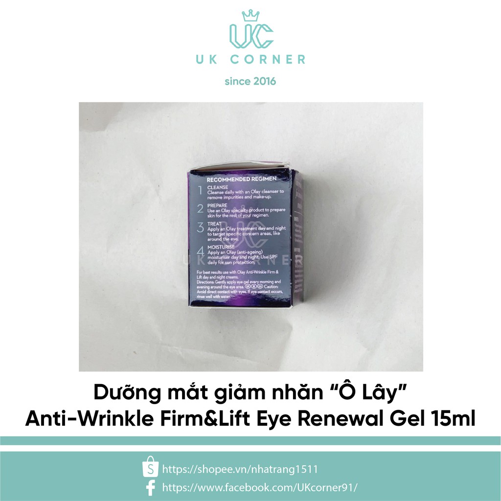 Dưỡng mắt giảm nhăn B3 0Iay Anti-wrinkle Firm and Lift Eye Renewal Gel 15mL | BigBuy360 - bigbuy360.vn