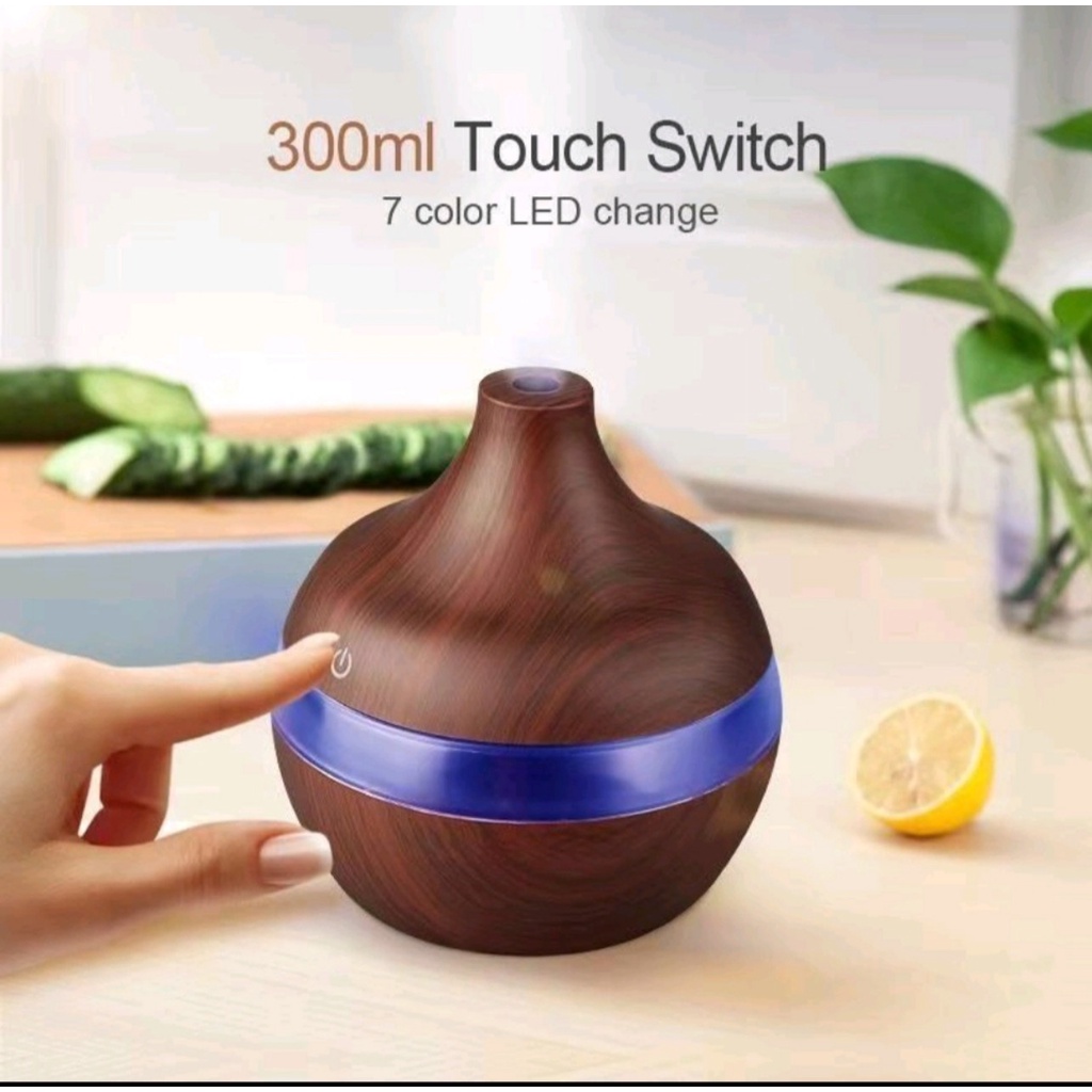 Máy khuếch tán tinh dầu, MKT1801 Cổ Cao vân gỗ, dung tích 350ML, đèn led 7 màu, bảo hành 6 tháng