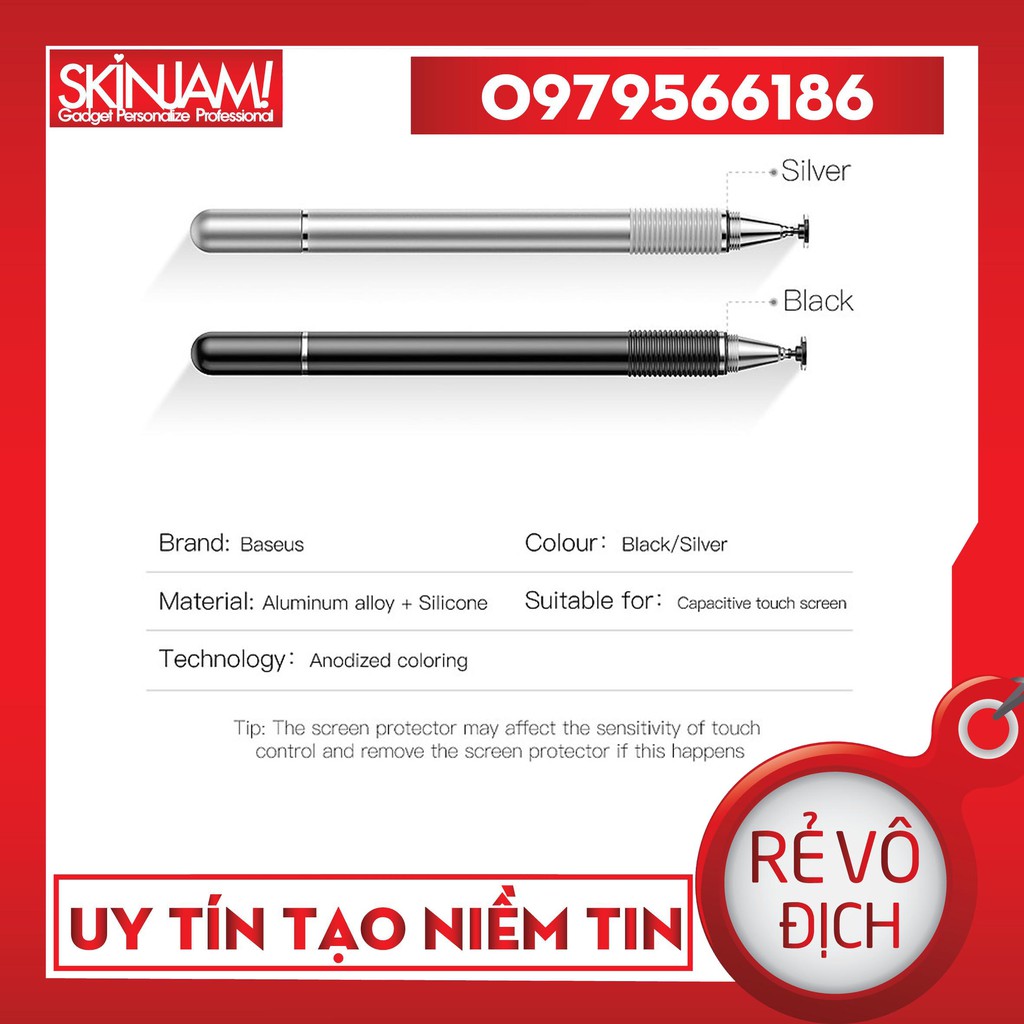 Bút Cảm Ứng Điện Dung 2 Trong 1 Baseus Golden Cudgel Capacitive Stylus Pen Cho Smartphone / Tablet/ iP