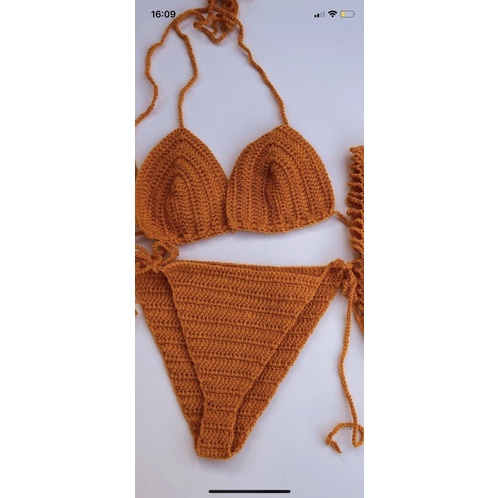 Bộ bra len móc tay thủ công 2 món