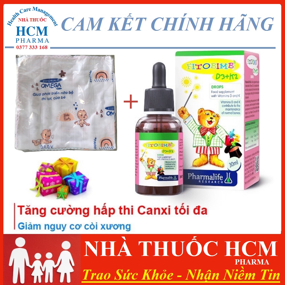 Vitamin D3 K2 mk7 cho bé trẻ sơ sinh drop FITOBIMBI giúp hấp thụ canxi tối đa tăng chiều cao 30ml nhập khẩu Italia DLP05