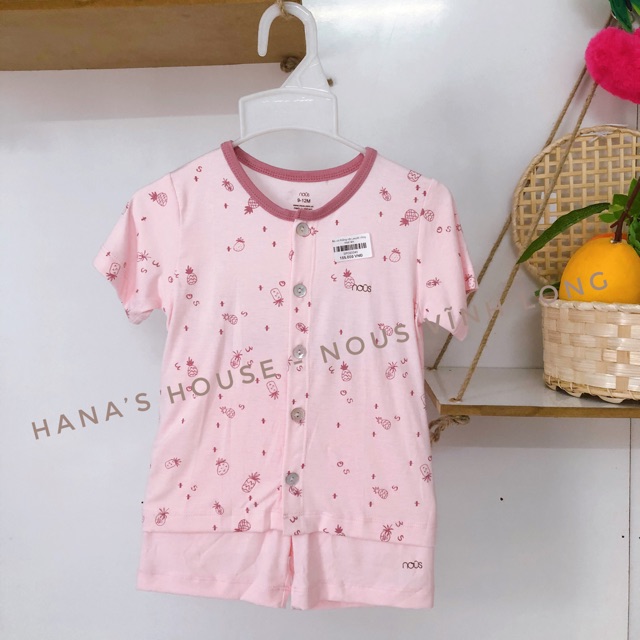 Bộ cài thẳng cộc tay Nous hồng hoa quả