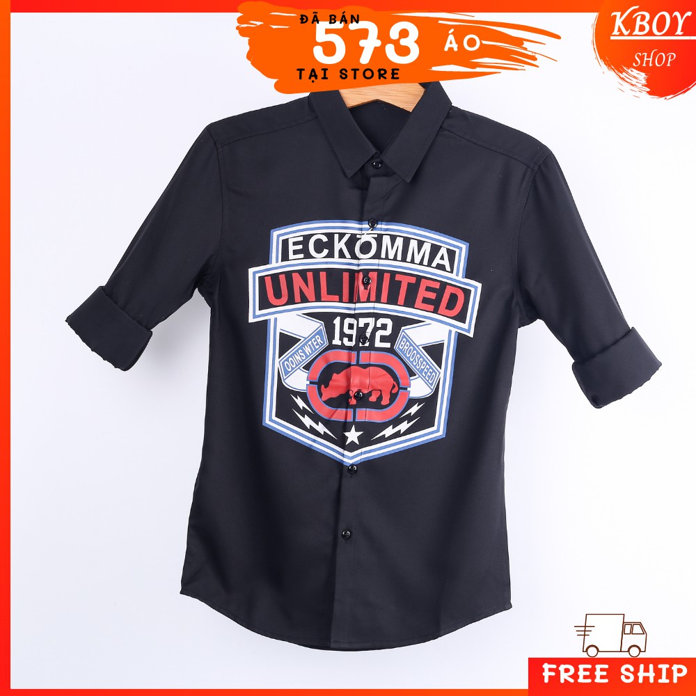 Áo sơ mi tay dài họa tiết tê giác hàng quảng châu cao cấp 2 màu TRẮNG/ĐEN thích hợp mặc dạo phố, du lịch - 2922 | BigBuy360 - bigbuy360.vn