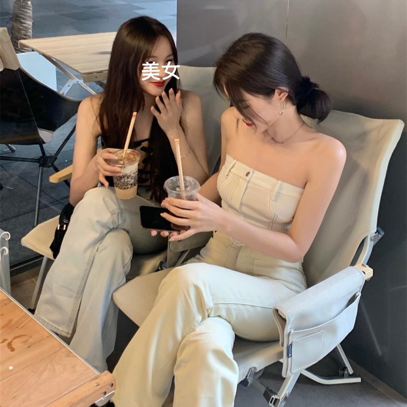 Áo Ống Denim Thời Trang Mùa Hè Quyến Rũ Cho Nữ