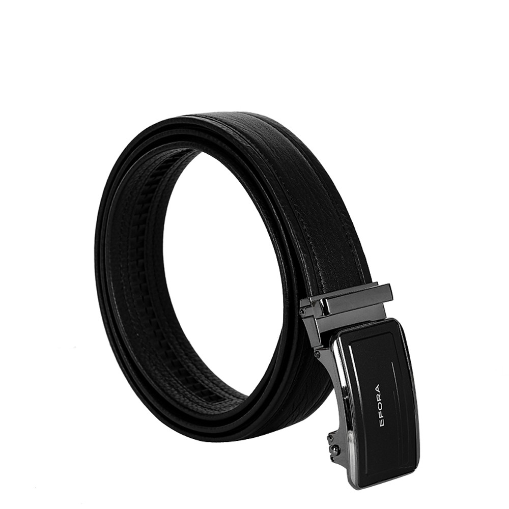 Thắt lưng nam da thật, mặt đặc, khóa cài tự động, màu đen Efora Leather Belt 3582-5-BL