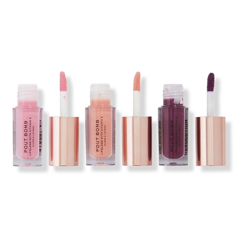 Son bóng mọng môi Makeup Revolution Pout Plumping Gloss Kiss (Màu Glaze, Doll, Kiss, Sweetie, Crave)