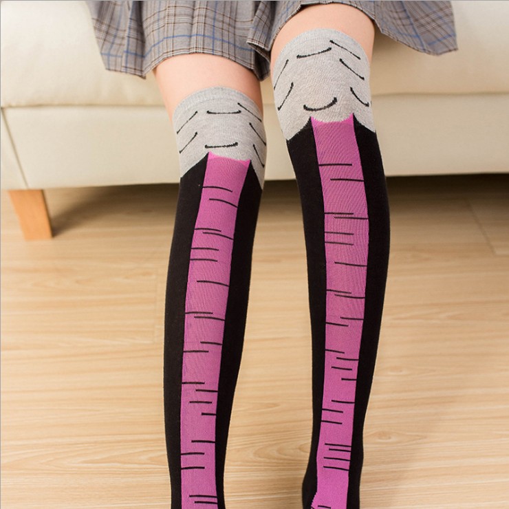 Tất Cotton Cổ Cao In Hình 3d Ngộ Nghĩnh