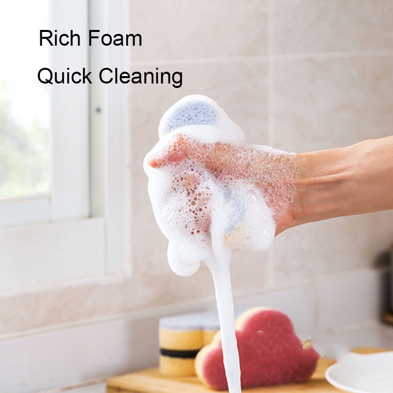 Miếng Mút Rửa Chén Hình Đám Mây Hai Màu Sắc Chống Trầy Xước Cho Nhà Bếp