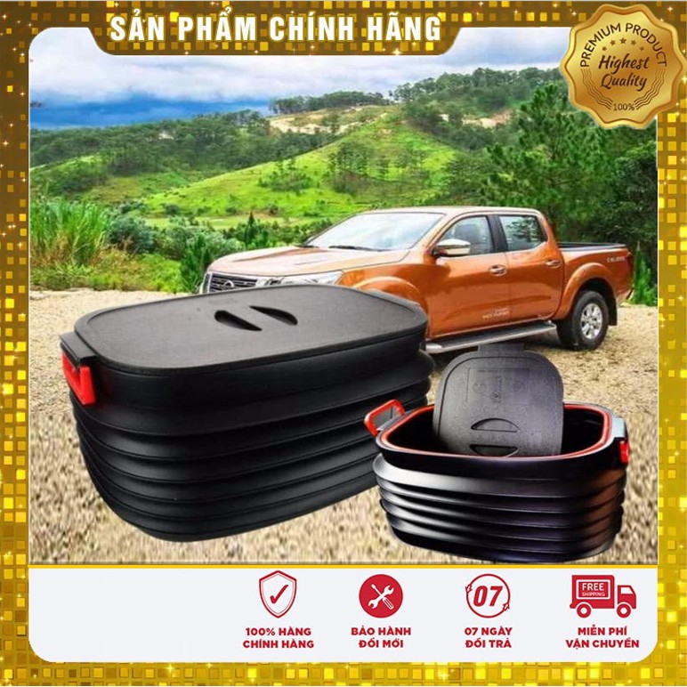 Thùng đựng đồ để cốp ô tô co giãn lò xo gấp gọn nhựa ABS thể tích lớn đến 40 lít đa năng _ Hàng Loại 1