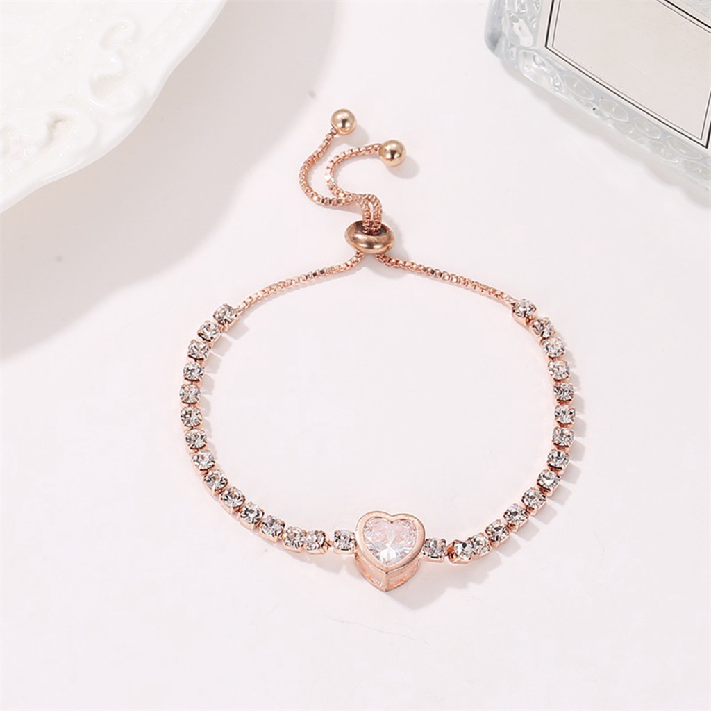 Vòng tay đính đá zircon hình trái tim xinh xắn cho nữ