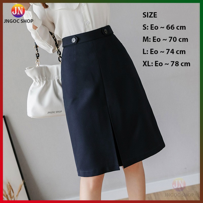Chân váy chữ A dài xẻ trước công sở thanh lịch, Váy công sở chữ A dài midi Hàn Quốc | BigBuy360 - bigbuy360.vn