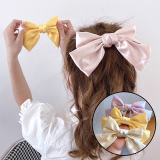 Kẹp tóc nơ màu trơn phong cách Hàn Quốc xinh xắn cho nữ