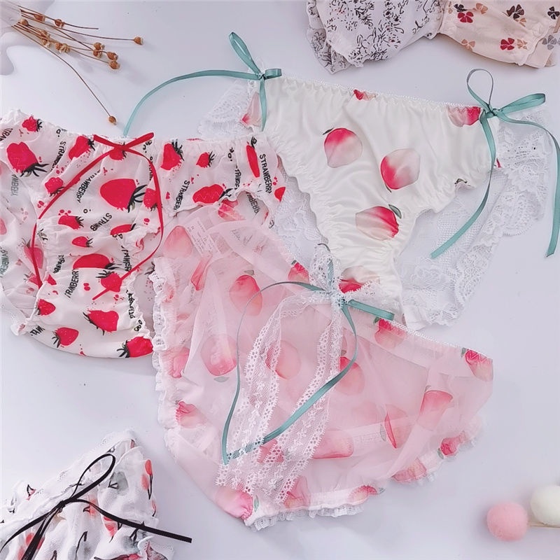 Quần Lót Ren Lưng Thấp Hình Quả Đào Ngọt Ngào Dễ Thương Cho Nữ