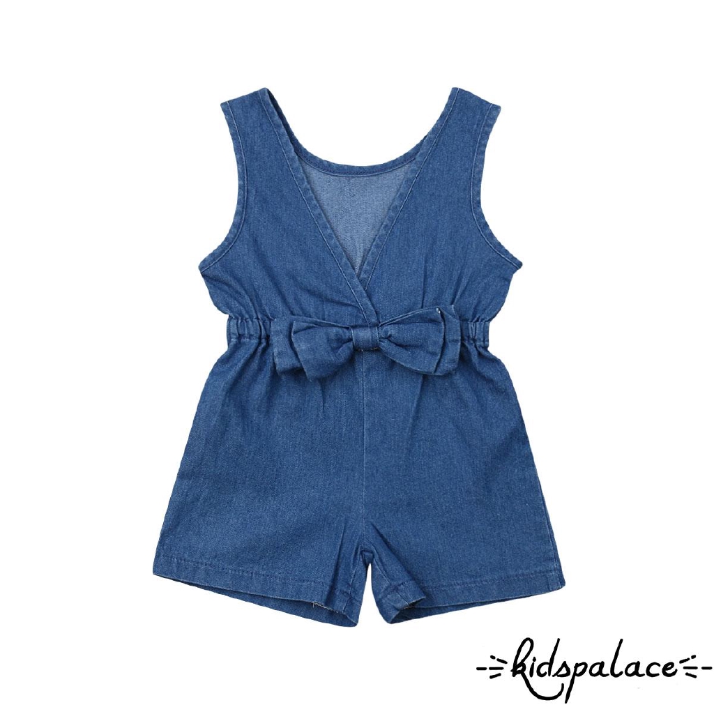 ➤♕❀❤Toddler Kids Baby Girls Denim Romper Shorts Jumpsuits Playsuit Outfit Clothes