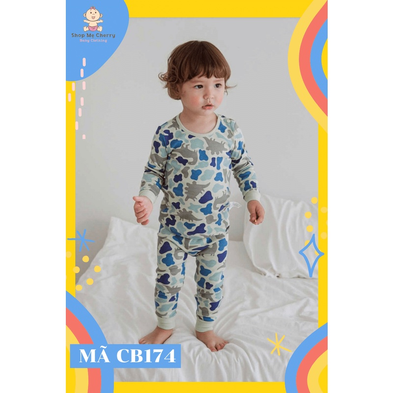 BỘ THU ĐÔNG DÀI TAY CAO CẤP TRẺ EM CỦA HÃNG CORDI-I, CHẤT THUN COTTON ORGANIC, KHỦNG LONG KHAKI