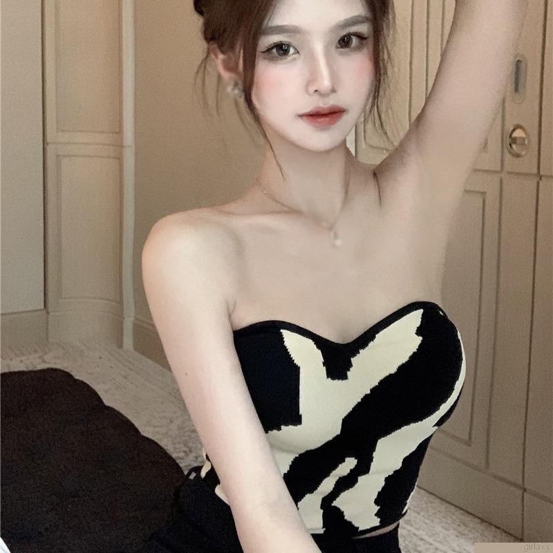 Áo ống họa tiết da bò sữa quyến rũ dành cho nữ