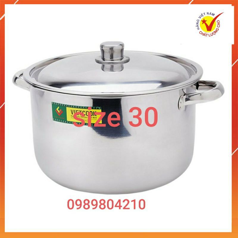 Nồi luộc gà nồi inox 30 cm,nồi inox đun từ,nồi to luộc gà,Nồi inox 12 lit Vietcook CHÍNH HÃNG